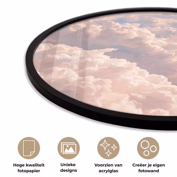 Wolken - Zonsondergang - Natuur - Pastel - Roze Fotolijst rond zonder passe partout klein -closeup_NL