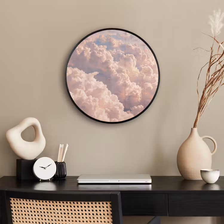 Wolken - Zonsondergang - Natuur - Pastel - Roze Fotolijst rond zonder passe partout klein -sfeer1