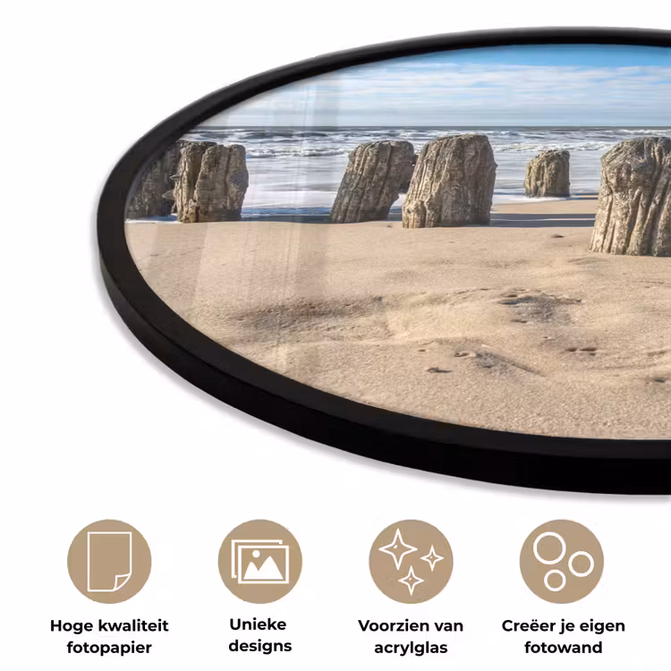Zand - Strand - Paal - Water - Zomer Fotolijst rond zonder passe partout klein -closeup_NL