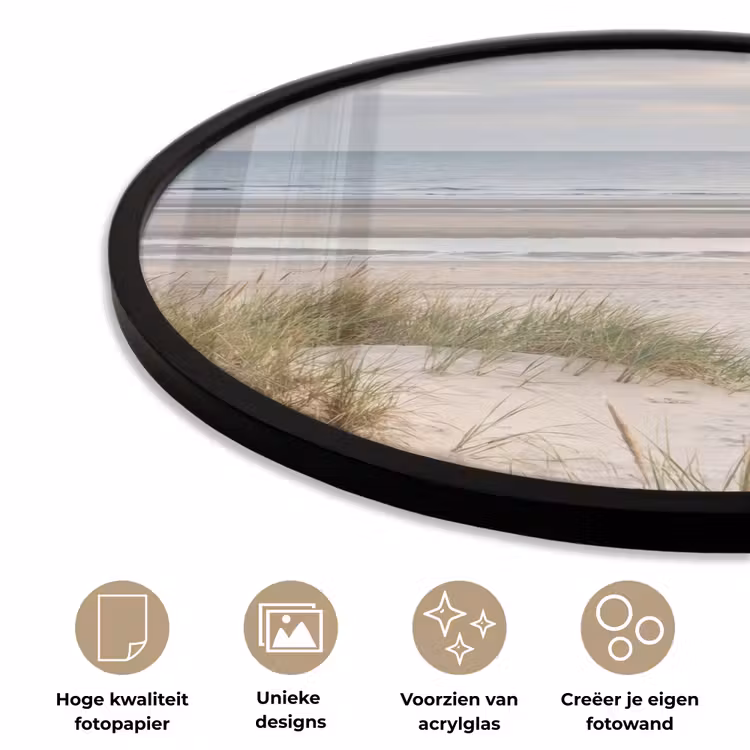 Zandstrand - Bewolkt - Duinen Fotolijst rond zonder passe partout klein -closeup_NL