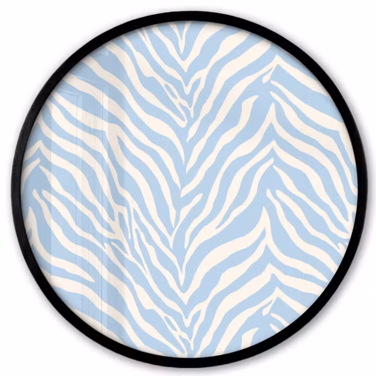Zebra - Motief - Blauw - Wit Fotolijst rond zonder passe partout klein 856 -3d