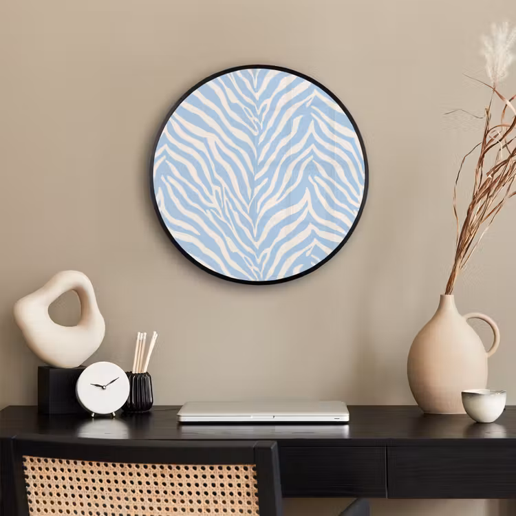 Zebra - Motief - Blauw - Wit Fotolijst rond zonder passe partout klein 856 -sfeer1