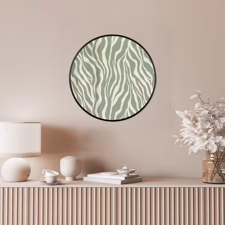 Zebra - Motief - Groen Fotolijst rond zonder passe partout klein 856 -sfeer3