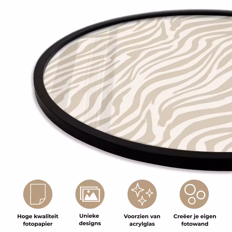 Zebra - Patroon - Beige Fotolijst rond zonder passe partout klein 856 -closeup_NL