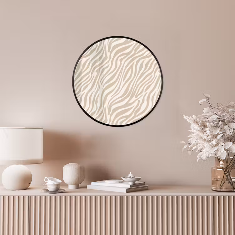 Zebra - Patroon - Beige Fotolijst rond zonder passe partout klein 856 -sfeer3