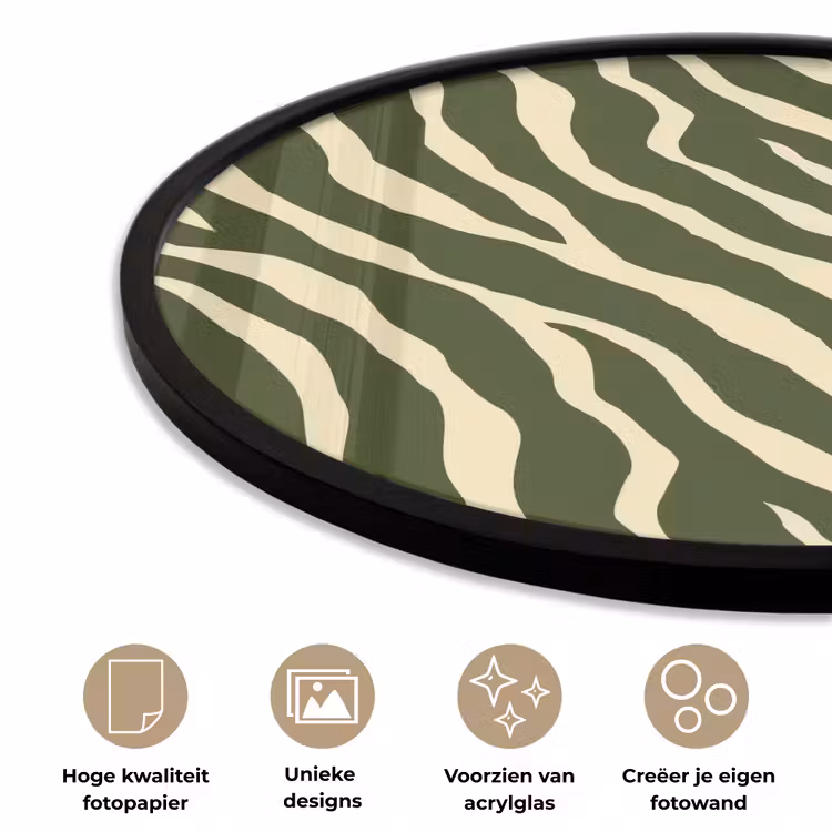 Zebra - Patroon - Groen Fotolijst rond zonder passe partout klein 856 -closeup_NL