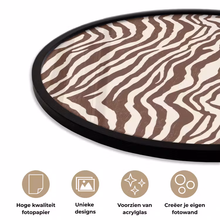 Zebra - Patroon - Zwart - Wit Fotolijst rond zonder passe partout klein 856 -closeup_NL