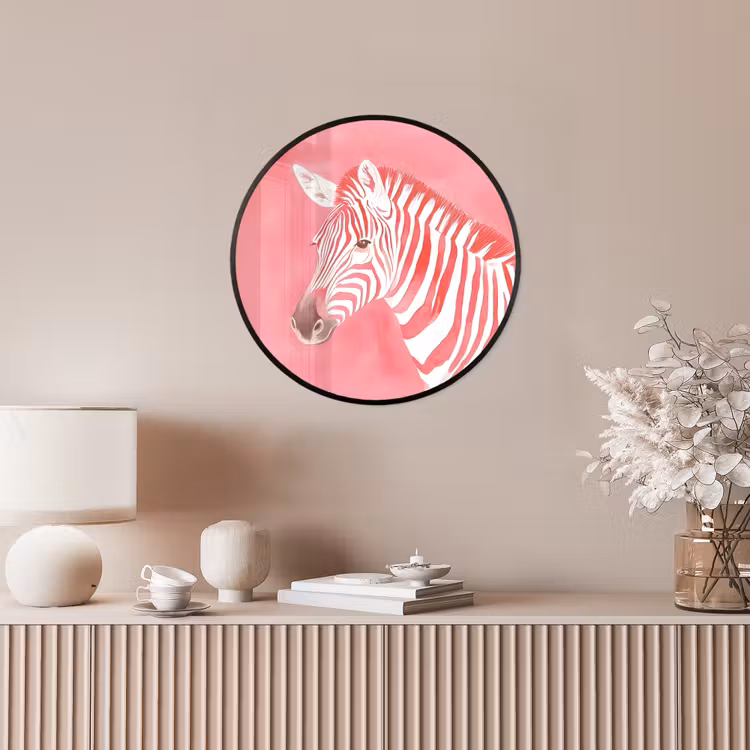 Zebra - Pink - Verf Fotolijst rond zonder passe partout klein -sfeer3