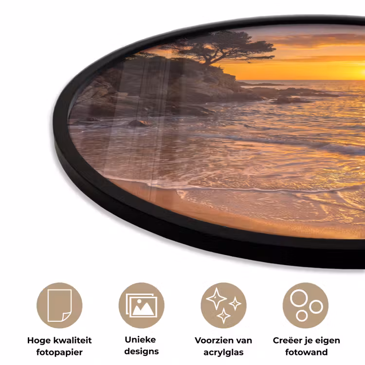 Zee - Kust - Zonsondergang - Natuur - Oranje Fotolijst rond zonder passe partout klein -closeup_NL