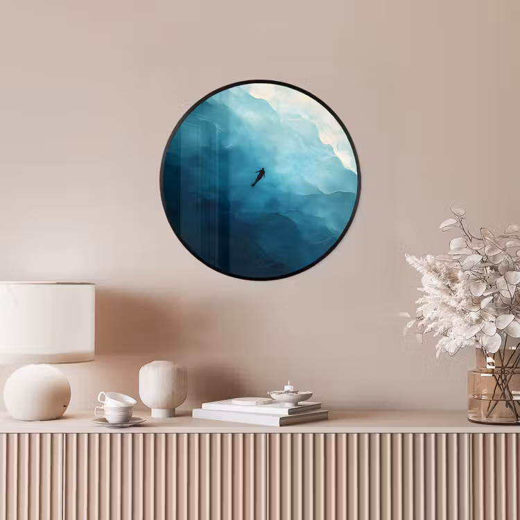 Zee - Silhouet - Abstract - Blauw Fotolijst rond zonder passe partout klein -sfeer3