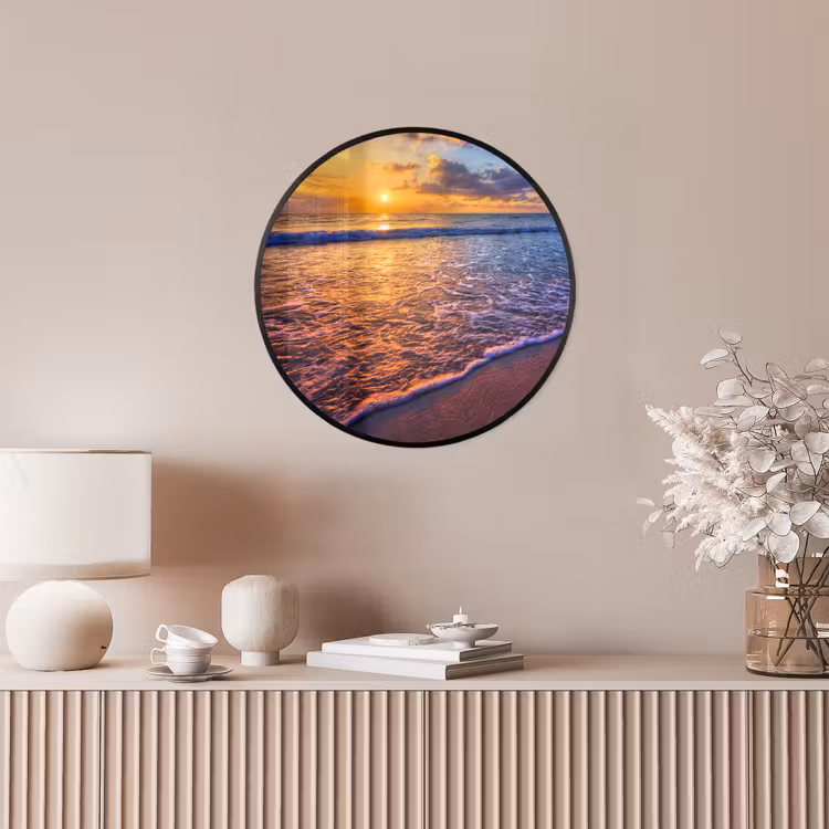 Zee - Strand - Zonsondergang - Wolken - Horizon Fotolijst rond zonder passe partout klein -sfeer3