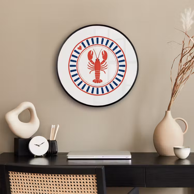 Zeeleven - Kreeft - Embleem - Grafisch - Rood Fotolijst rond zonder passe partout klein -sfeer1