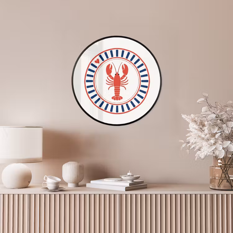 Zeeleven - Kreeft - Embleem - Grafisch - Rood Fotolijst rond zonder passe partout klein -sfeer3