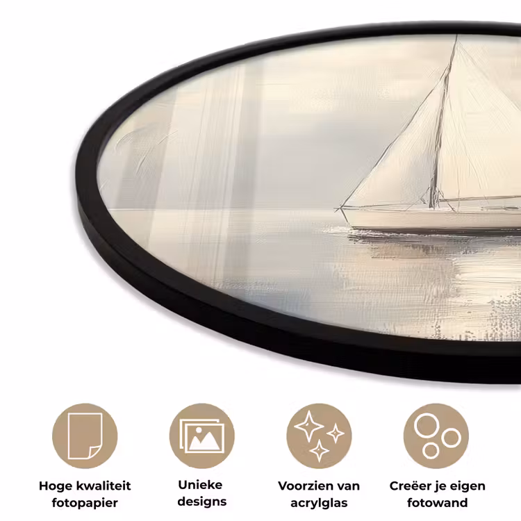Zeilschip - Zee - Bewolkt Fotolijst rond zonder passe partout klein -closeup_NL