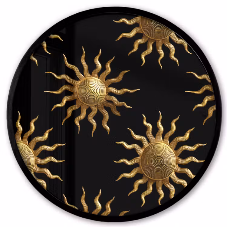 Zon - Patroon - Luxe - Goud - Zwart Fotolijst rond zonder passe partout klein 856 -3d