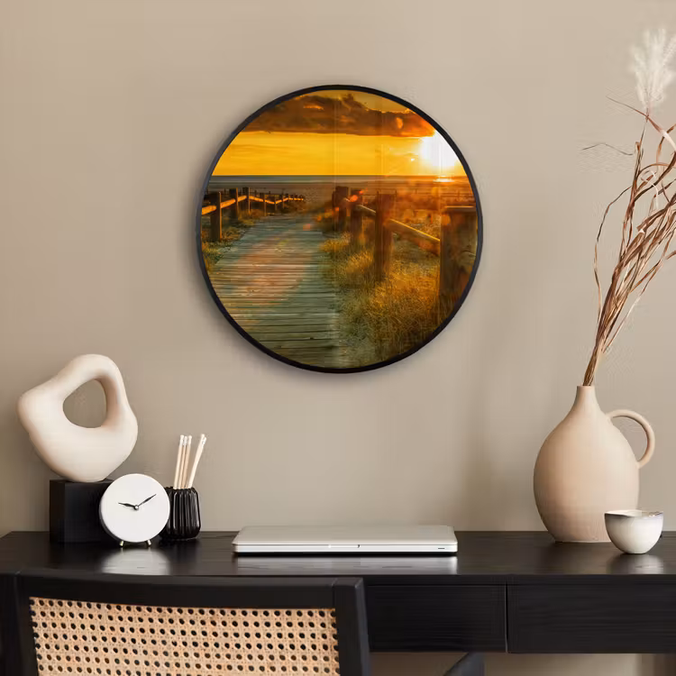 Zon - Strand - Duin - Horizon - Gras - Pad - Oranje Fotolijst rond zonder passe partout klein -sfeer1