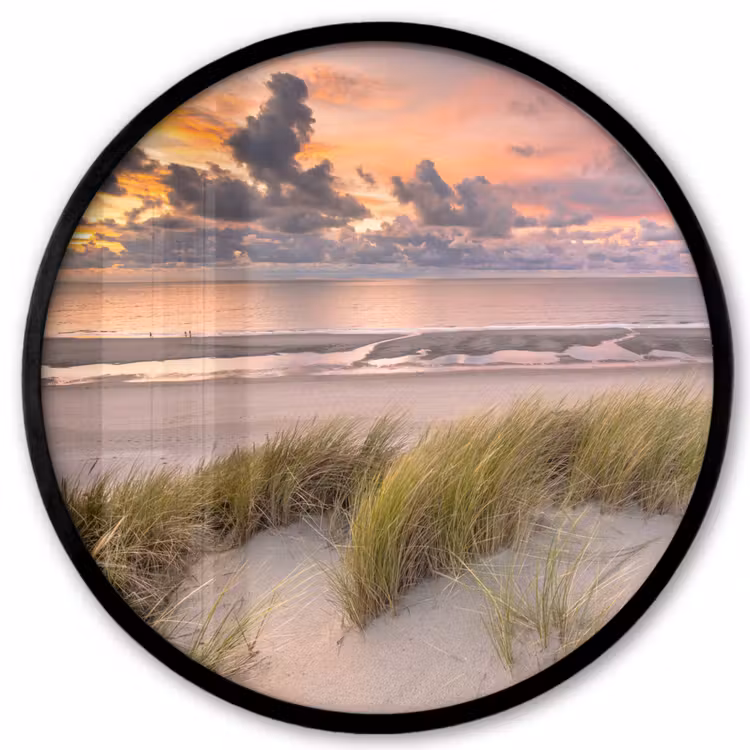 Zonsondergang - Duin - Strand - Planten - Zee Fotolijst rond zonder passe partout klein -3d