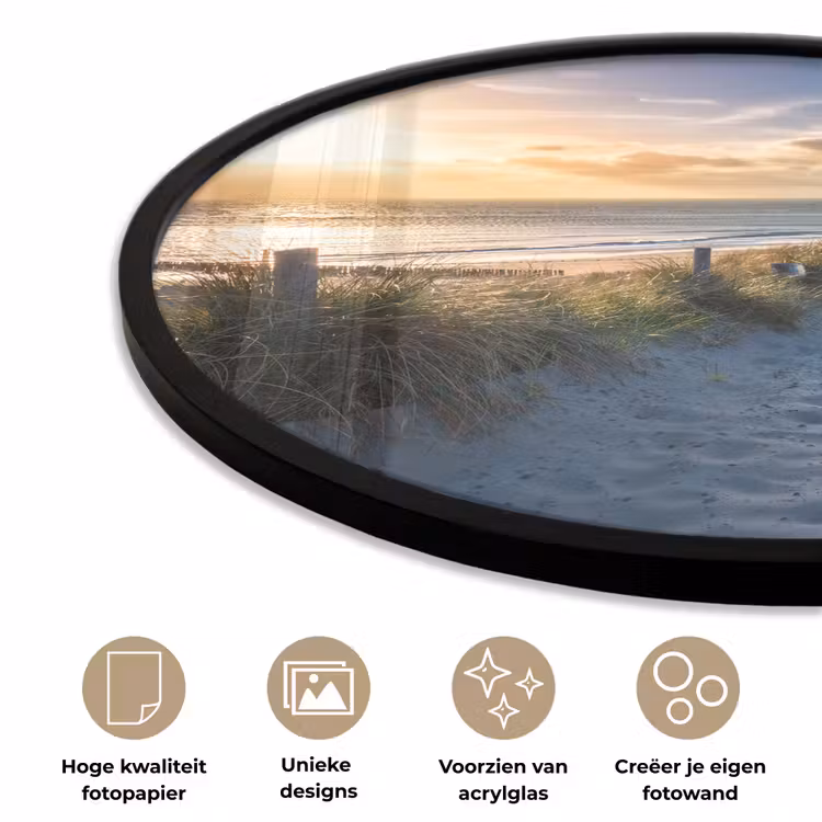 Zonsondergang - Strand - Duin - Gras - Bank Fotolijst rond zonder passe partout klein -closeup_NL