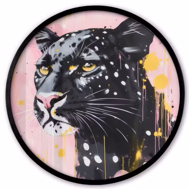 Zwart - Panter - Roze - Abstract Fotolijst rond zonder passe partout klein -3d