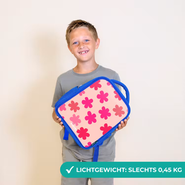Roze bloemen Kinderrugzak - Blauw middel -sfeer1_NL