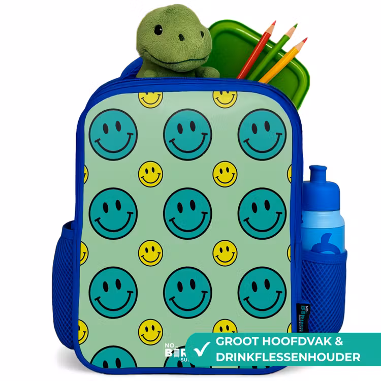 All smiles groen Kinderrugzak - Blauw middel -inhoud_NL