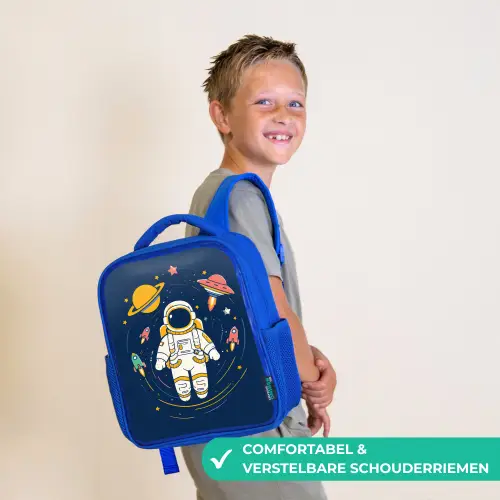 Astronaut - Planeten - Raket Kinderrugzak - Blauw middel -sfeer3_NL
