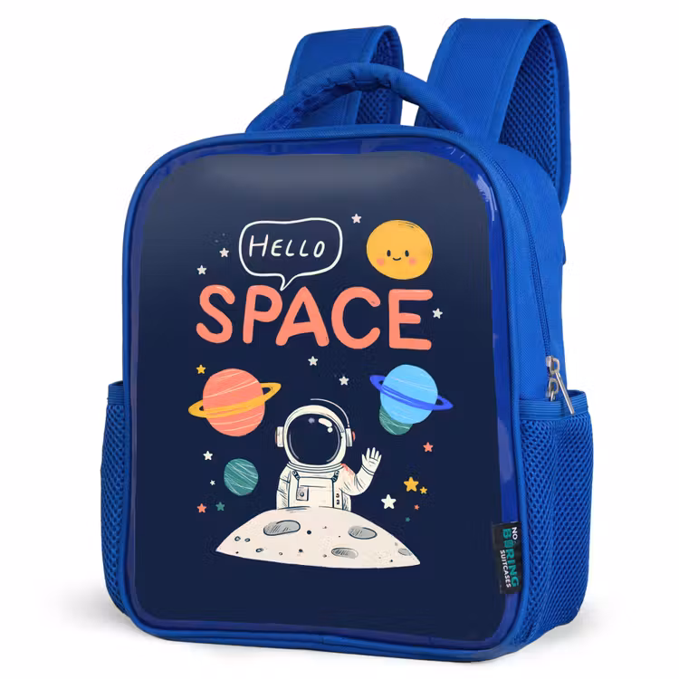 Astronaut - Ruimte - Planeten Kinderrugzak - Blauw middel -schuin