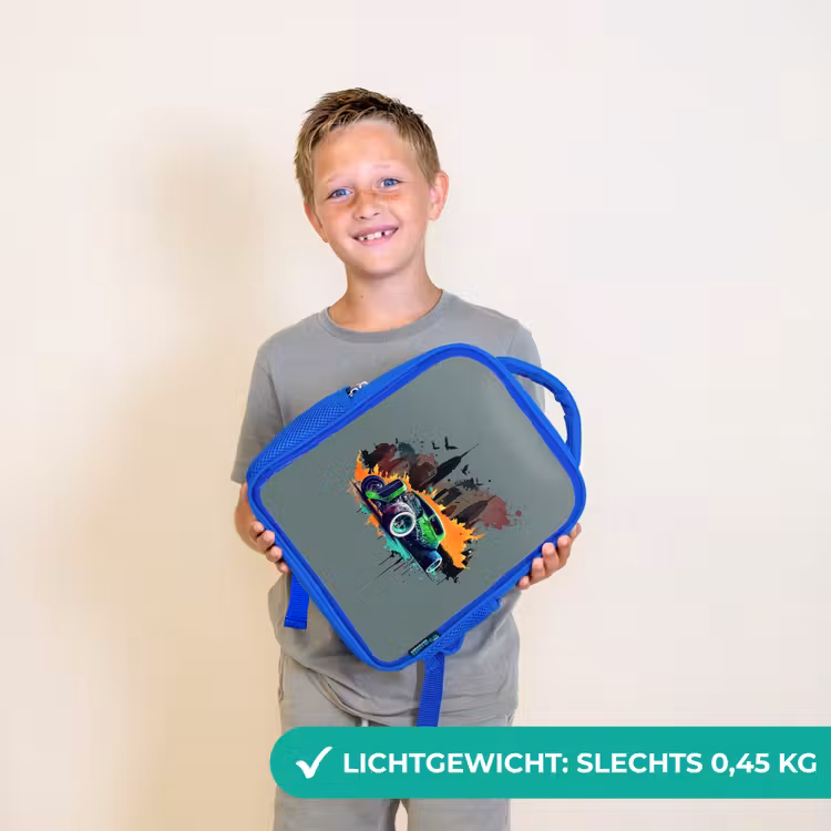 Auto in spookstad Kinderrugzak - Blauw middel -sfeer1_NL
