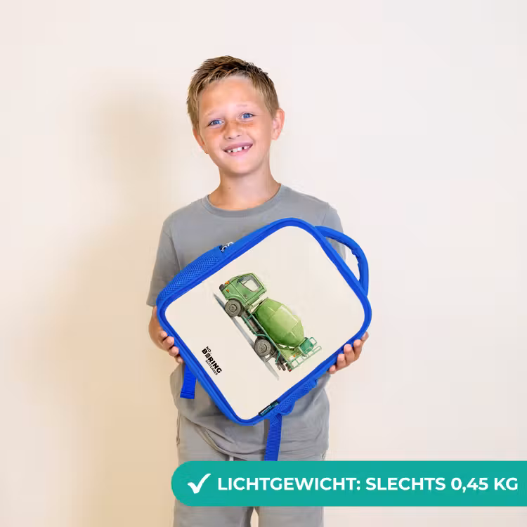 Betonmixer - Getekend - Groen Kinderrugzak - Blauw middel -sfeer1_NL