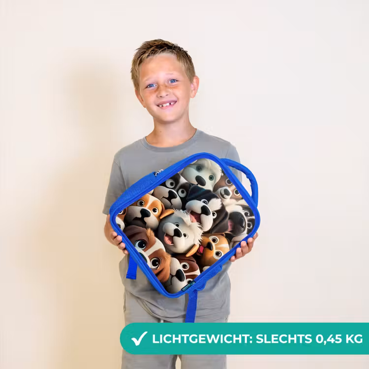 Blaffende Bengeltjes Kinderrugzak - Blauw middel -sfeer1_NL
