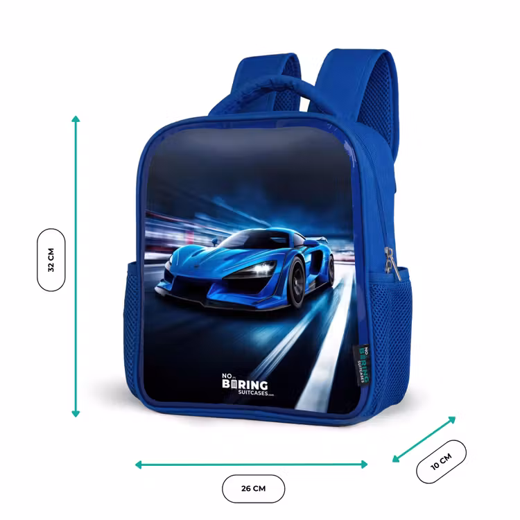 Blauwe blitz Kinderrugzak - Blauw middel -productfoto_formaten