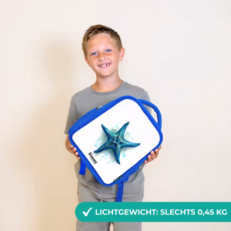 Blauwe Zeester op Witte Achtergrond Kinderrugzak - Blauw middel -sfeer1_NL