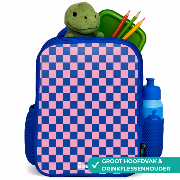 Blokjes - Blauw - Roze Kinderrugzak - Blauw middel -inhoud_NL