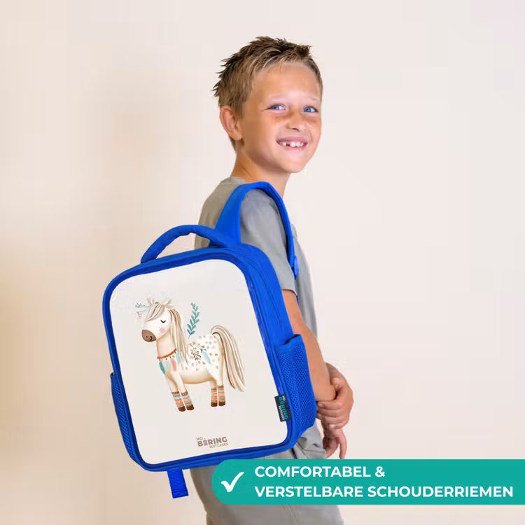 Bohemian paard in beige tinten Kinderrugzak - Blauw middel -sfeer3_NL