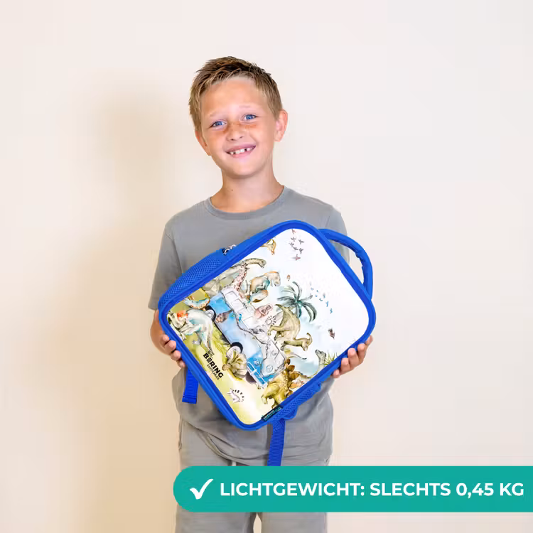Busje met dino's Kinderrugzak - Blauw middel -sfeer1_NL