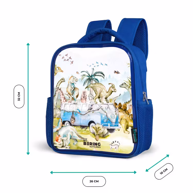 Busje met dino's Kinderrugzak - Blauw middel -productfoto_formaten