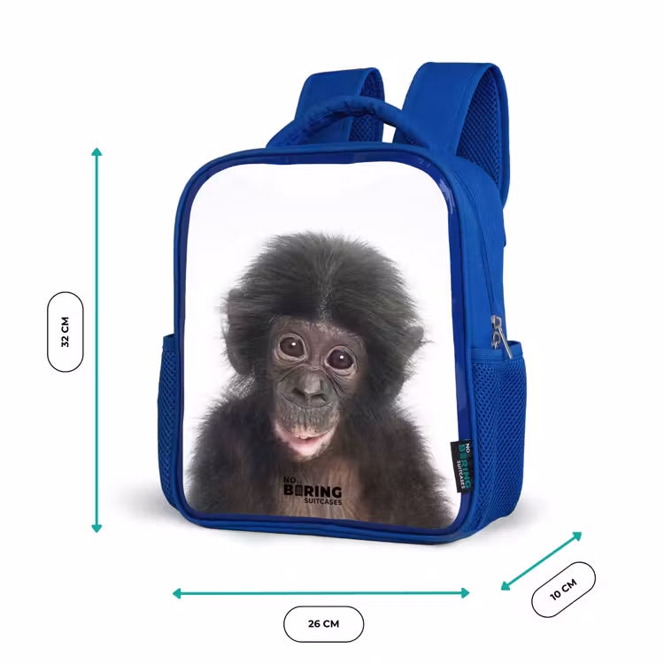 Charlie Chimp Kinderrugzak - Blauw middel -productfoto_formaten
