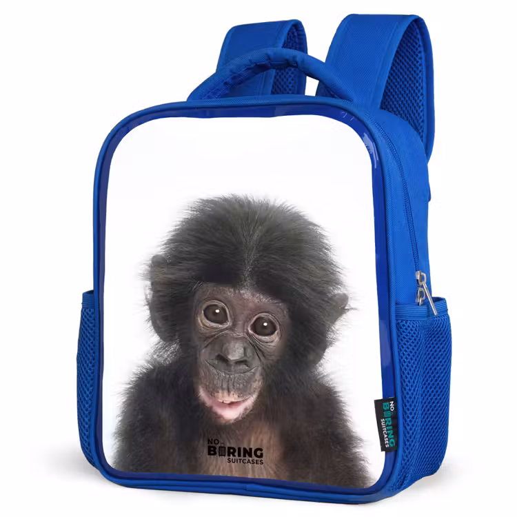 Charlie Chimp Kinderrugzak - Blauw middel -schuin
