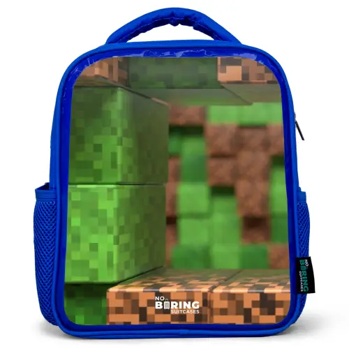 Close-up met pixelachtige blokken Kinderrugzak - Blauw middel -3d