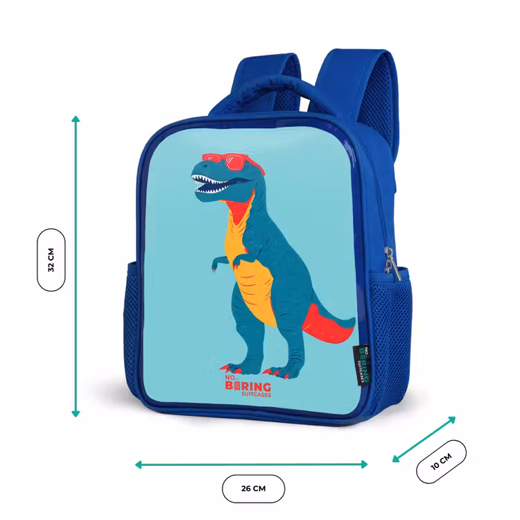 Coole T. rex met zonnebril Kinderrugzak - Blauw middel -productfoto_formaten