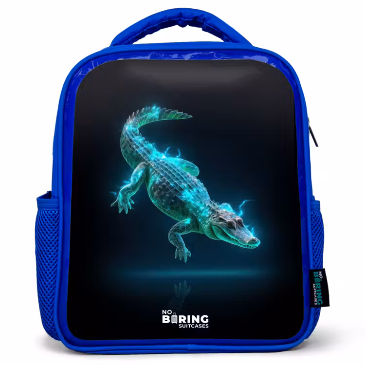 Cyberkrokodil in actiehouding Kinderrugzak - Blauw middel -3d