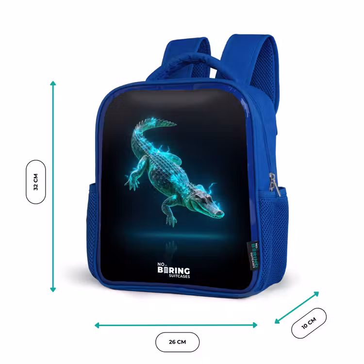Cyberkrokodil in actiehouding Kinderrugzak - Blauw middel -productfoto_formaten