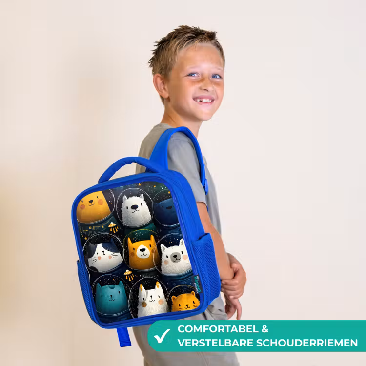 Dieren - Ruimtepakken - Sterren Kinderrugzak - Blauw middel -sfeer3_NL