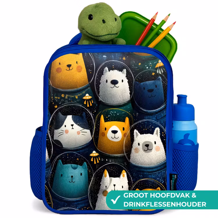 Dieren - Ruimtepakken - Sterren Kinderrugzak - Blauw middel -inhoud_NL