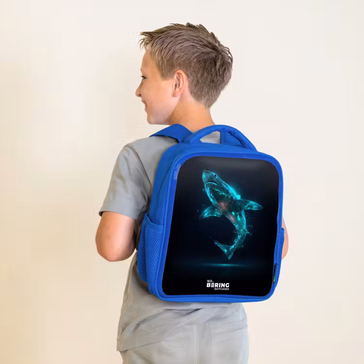 Digitale haaienkracht Kinderrugzak - Blauw middel -sfeer2