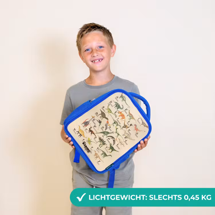 Dino alfabet Kinderrugzak - Blauw middel -sfeer1_NL