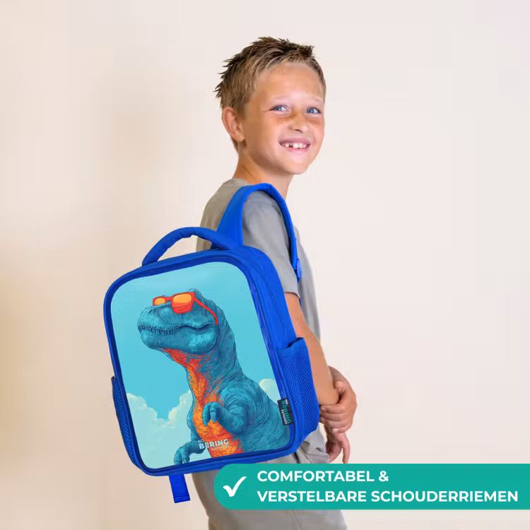 Dino met zonnebril Kinderrugzak - Blauw middel -sfeer3_NL