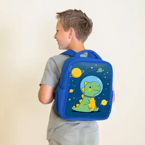 Dino - Ruimte - Planeten Kinderrugzak - Blauw middel -sfeer2