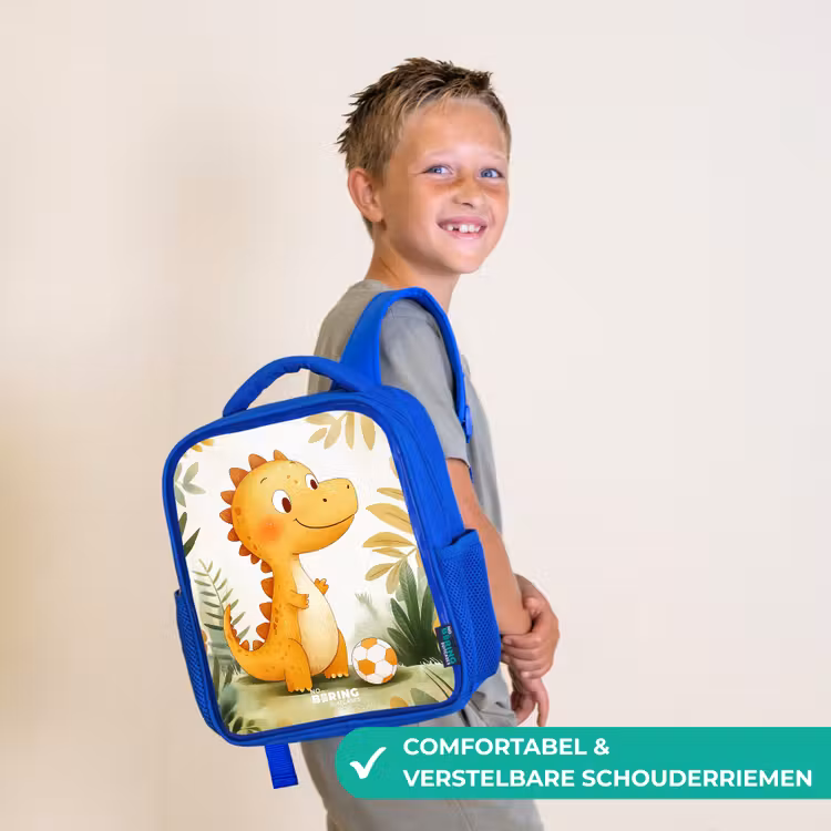 Dino - Voetbal - Oranje Kinderrugzak - Blauw middel -sfeer3_NL