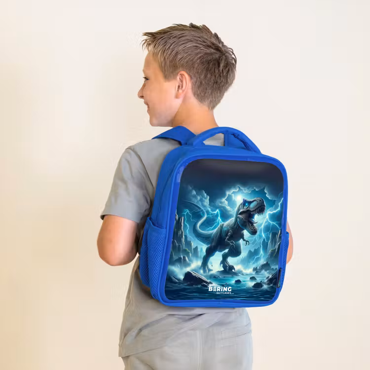 Donderslagdino Kinderrugzak - Blauw middel -sfeer2